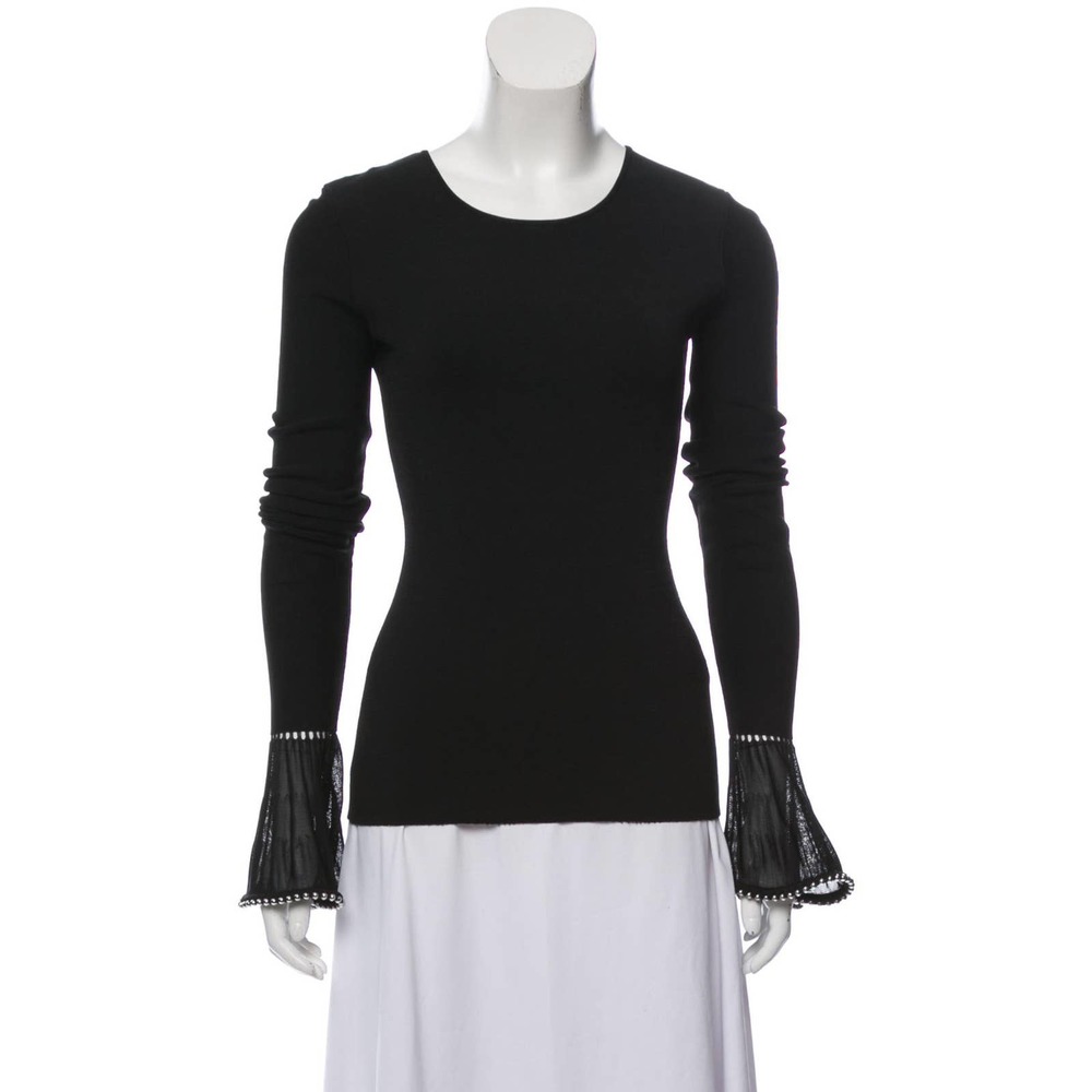 ALEXANDER WANG Scoop Neck Long Sleeve Tops Blouse